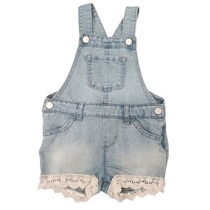 Children's Place Denim Romper With White Eyelet Trim B0036